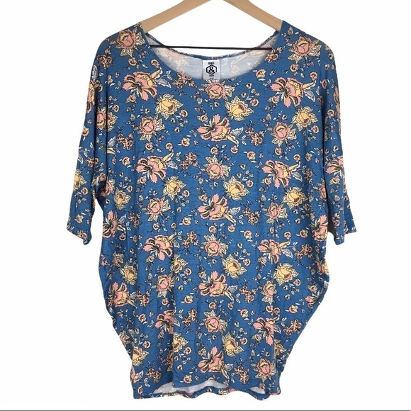 AGNES & DORA Dolman Tunic Top Blue Floral For the Love Cornflower Size Small NWT - Picture 11 of 11